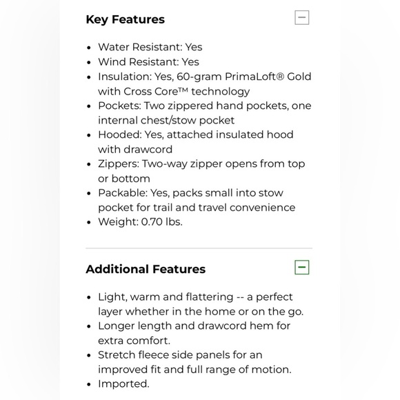 L.L. Bean |PrimaLoft Packaway Long Vest | Size: XL - Picture 6 of 14